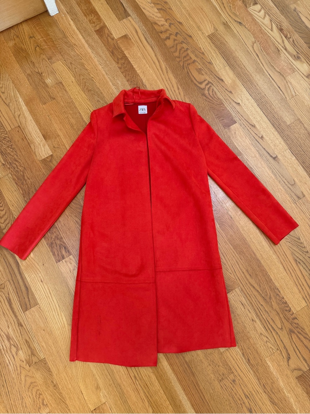 Zara Vibrant Red Faux Suede Coat